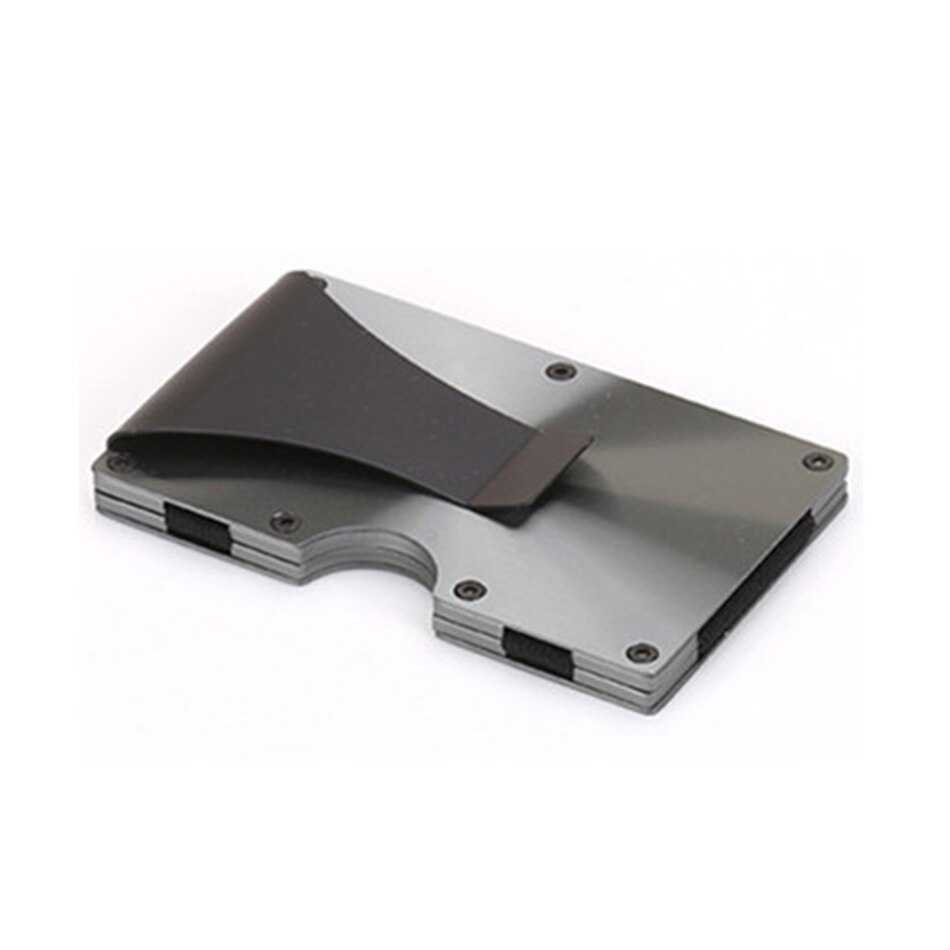 Automatische Karte Fall Neue Kreative Mechanische Business ID Karte Box Tragbare Kreditkarte Fall Metall Rfid Blocking Brieftasche Geldbörse Clip: Grey