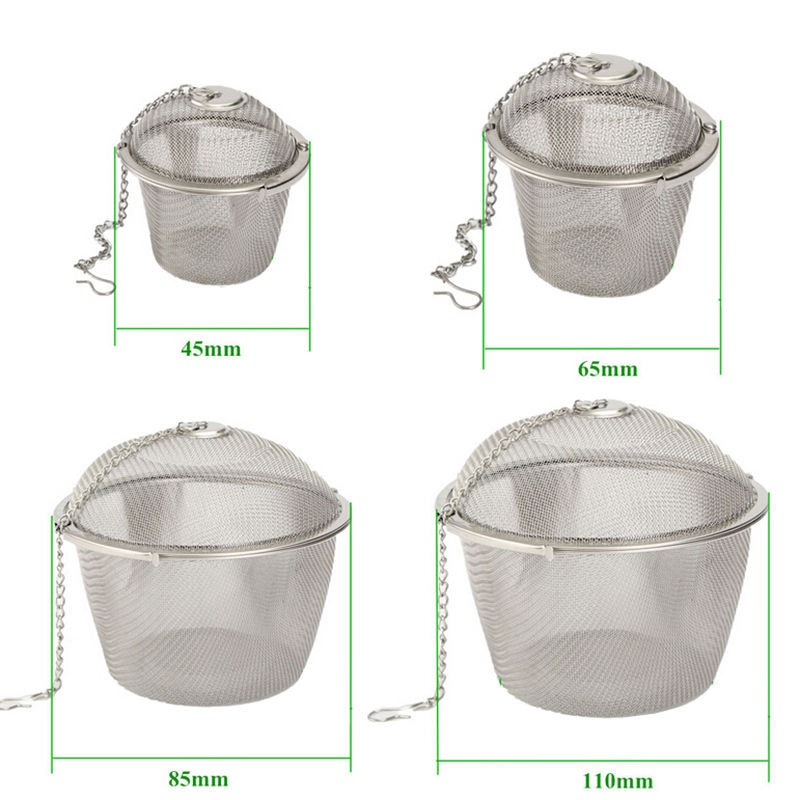 45/65/85/110mm rustfrit stål te si filter infusionsmiddel te låsning kugle te krydderi urtekugle madlavning værktøjer tekande te sæt