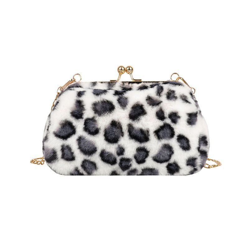 Luipaard Patroon Koppelingen Zak Winter Warm Pluche Avondtassen Vrouwen Messenge Tas Dames Party Handtassen Bolsas