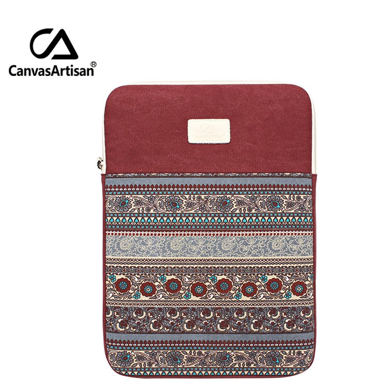 Canvasartisan top canvas laptop sleeve tassen 11 12 13 inch zachte notebook aktetas 13.3 surface pro 3 tassen: Wijnrood