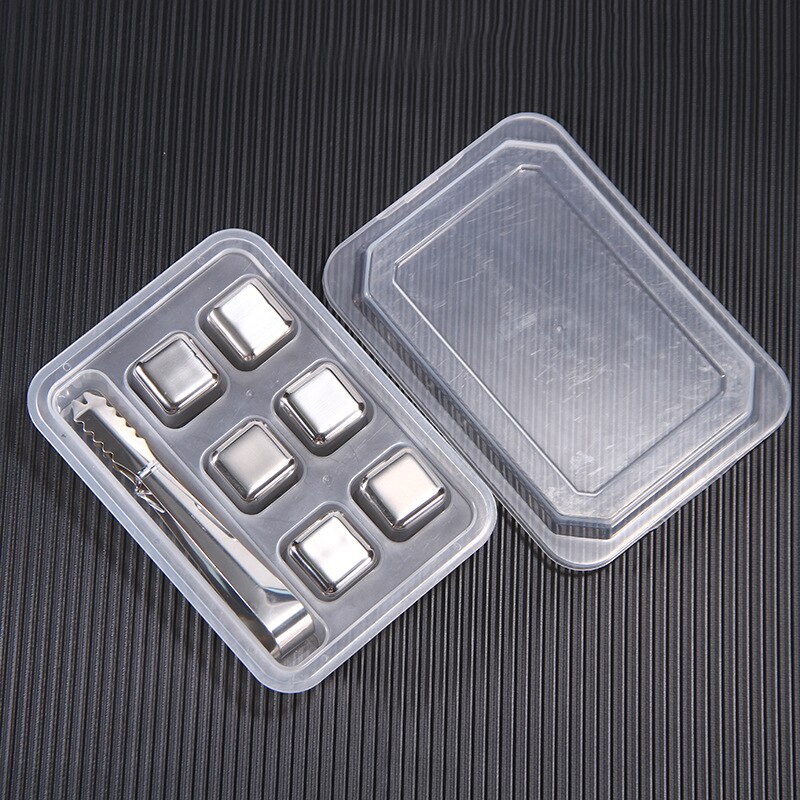 Spklifey Wine Cooler Stainless Ice 2 4 6 8 Pecs Stainless Steel Ice Cubes Whisky Decoration Reusable Ice Cubes Stainless Cooler: 6 Pecs with Tongs