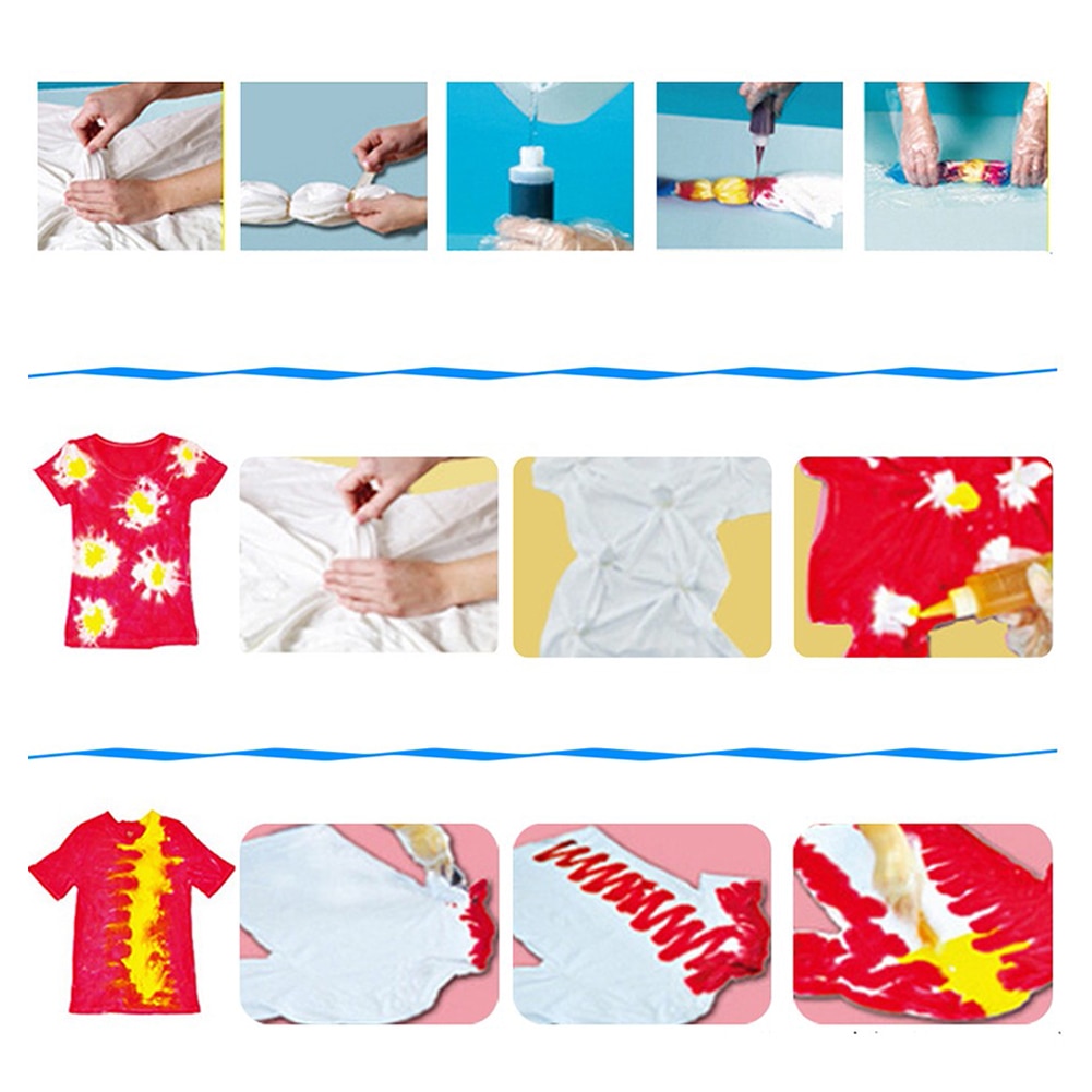 24 colori Permanente di Abbigliamento FAI DA TE Vernici Tessuto Tessile cravatta tintura Pigmento kit Impostare il colore Brillante facile Da usare FAI DA TE cravatta tintura kit
