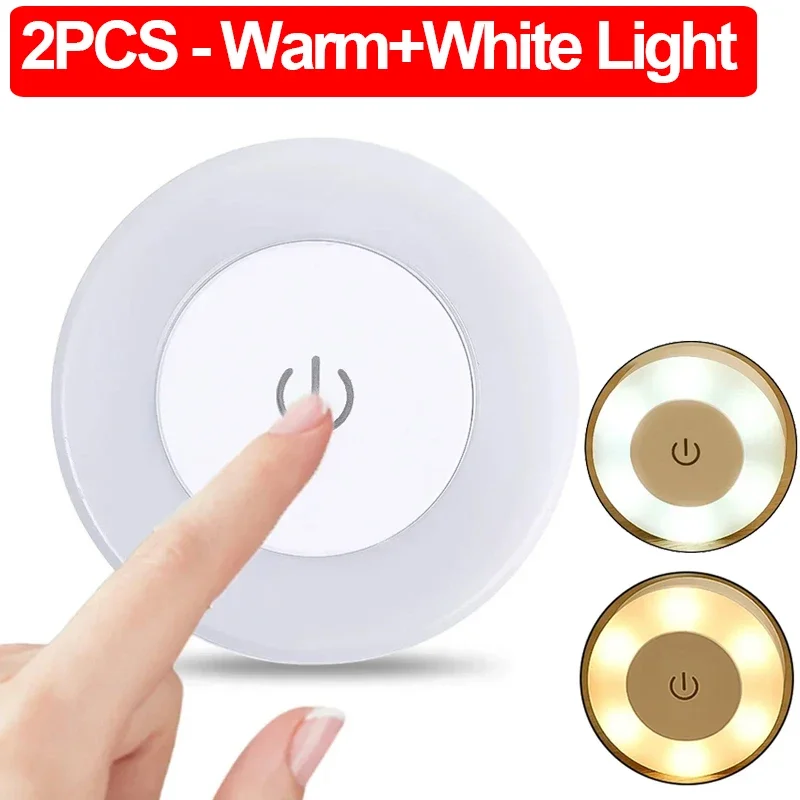 Luces LED nocturnas con Sensor táctil, luz de pared con Base magnética recargable por USB portátil, 3 modos, lámparas de noche con atenuación para dormitorio, 2/1 Uds.