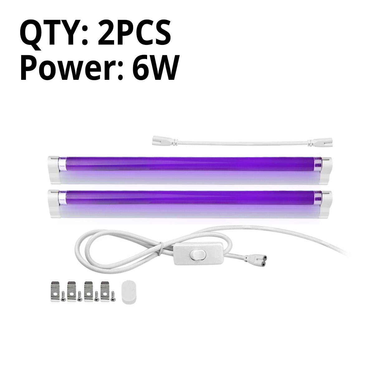 Led Ultraviolet Uv Lamp Led 6W 8W Blacklight Fluorescerende Cfl Gloeilamp Violet Lampen Voor Industriële Detectie Podium lamp: 2Pcs 6W With Plug / EU Plug