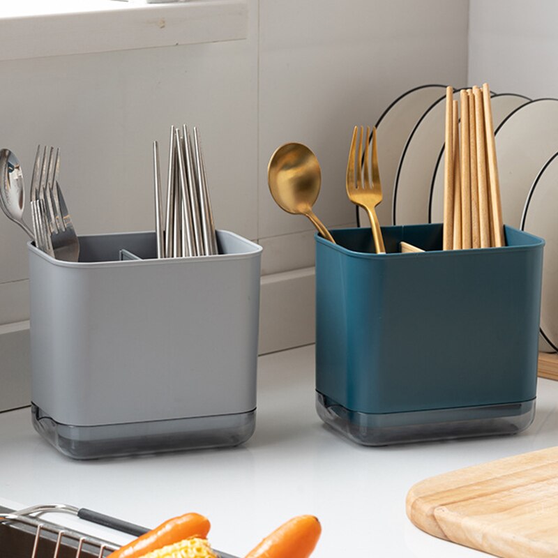 Multifunctional Spoon Fork Knief Chopstick Drain Box Tableware Storage Holder Double Layer Cutlery Shelf Kitchen Organizer Rack