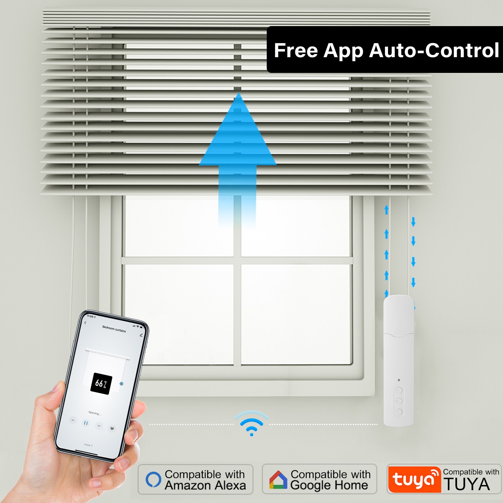 Motor inteligente WiFi para cortina de cuentas, Motor eléctrico inteligente para cortina, Control por voz mediante aplicación de teléfono móvil, Tuya