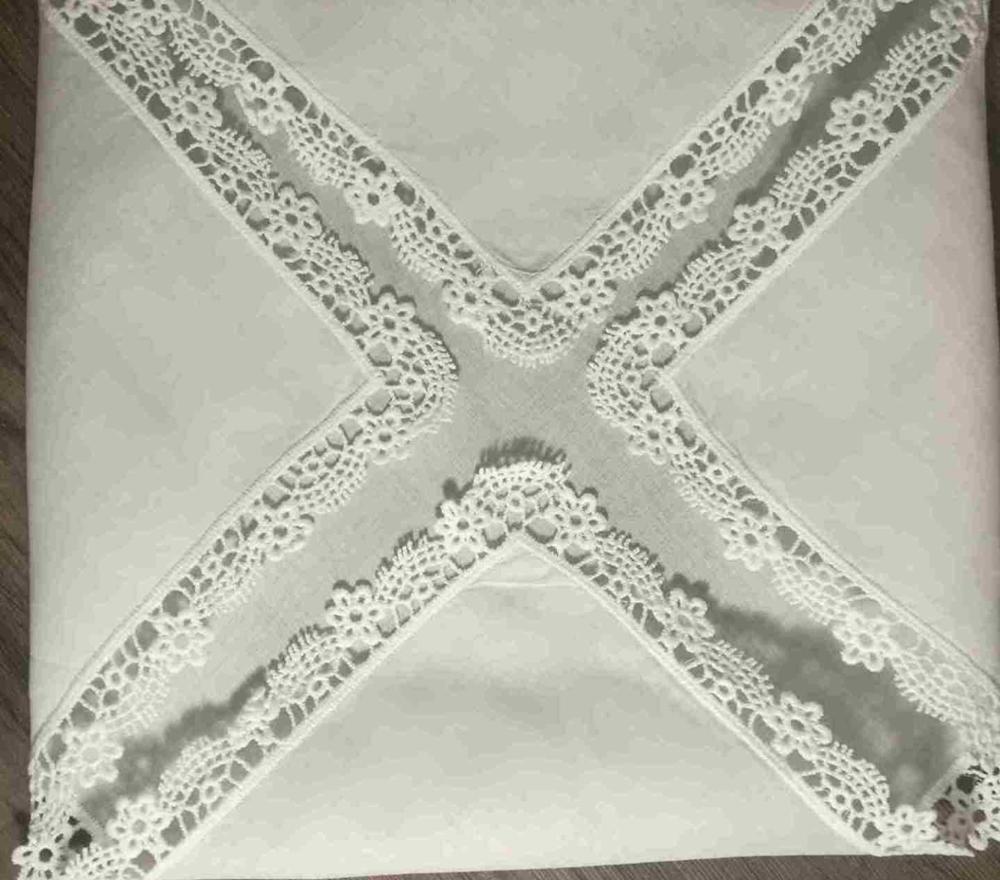 100pcs Unisex Baumwolle Taschentuch Pure White Blume Spitze Rand Taschentücher E - Foto 12