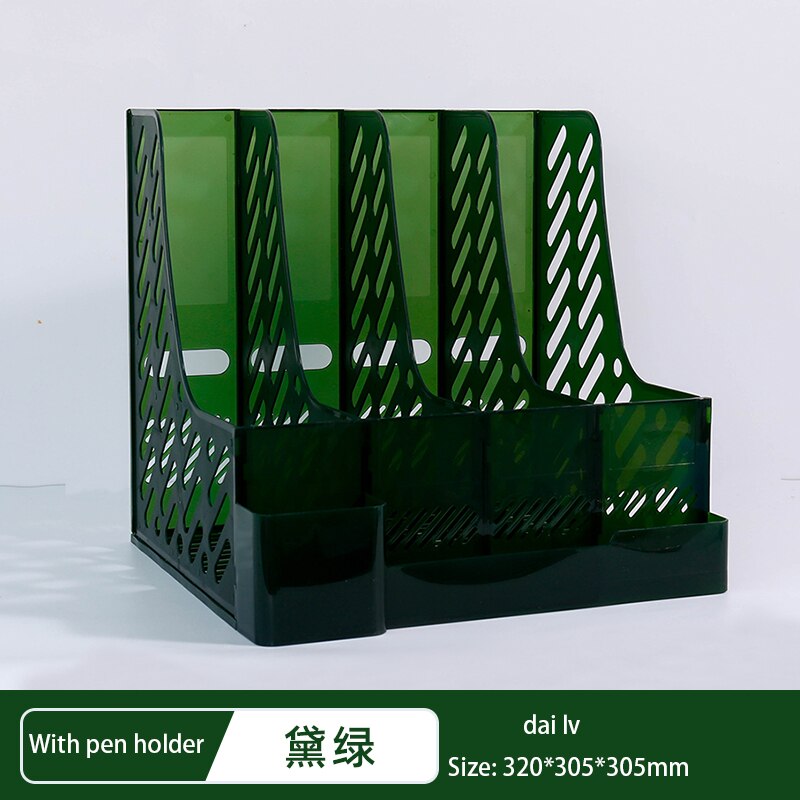 Retro Multi-Layer Frame File Storage Box Student A4 Data Vertical Book Rack DIY Desktop Organization Rack School Office Supplies: lv With pen holder