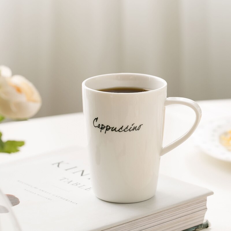 White Nordic Style Cute Ceramic Coffee Cup and Saucer Set Funny Cappuccino Coffee Cup Set Filizanki Do Kawy Mug BD50CS