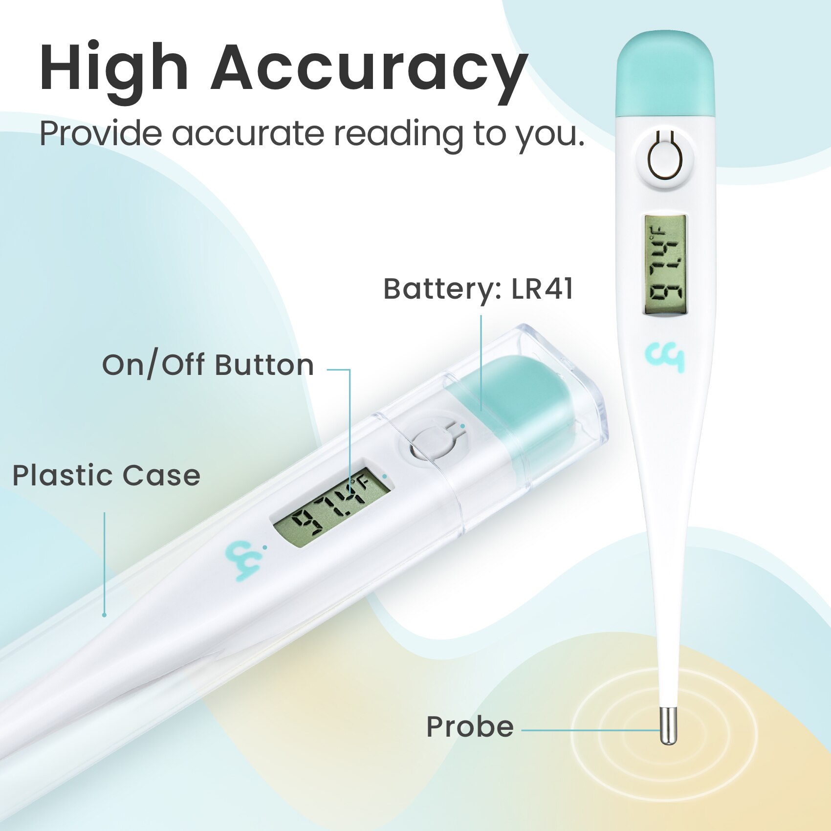 Femometer Oral Digital Thermometer for Fever Underarm Rectal Thermometer for Adults and Kids Accurate with Unit Switch