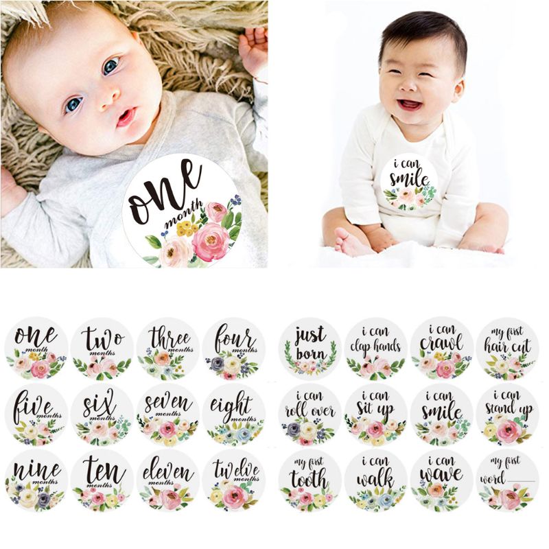 12Pcs/Set Baby Monthly Stickers and Milestone Stickers Neutral Baby's First Year Month