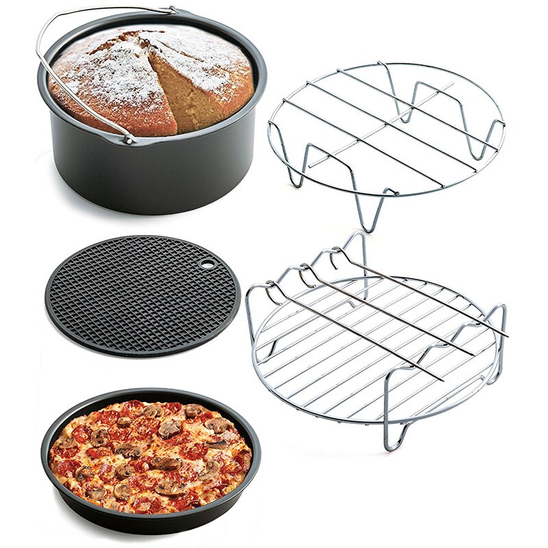 5 Stks/set 7 Inch Ronde Lucht Friteuse Multifunctionele Pizza Pot Rack Bakken Isolatie Pad Rack Pad Thuis Keuken air Friteuse Accessoires