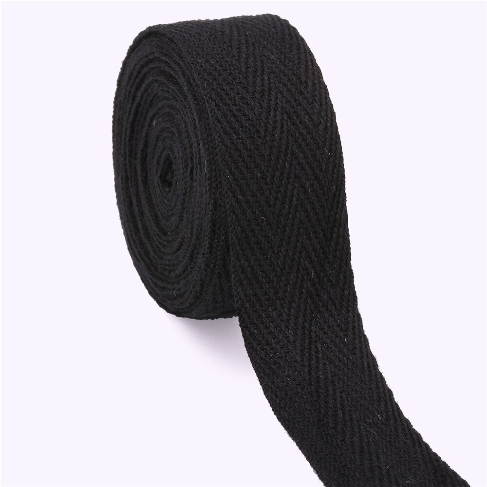 50 meter/rol zwarte katoenen band visgraat keperband 10mm/15mm/20mm/25mm/30mm/40mm/50mm linten voor het naaien van tassen en kledingstukken