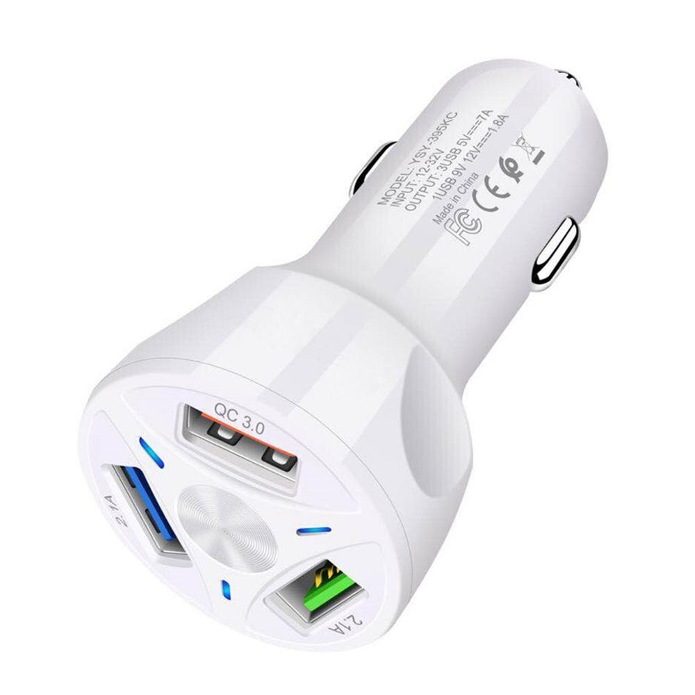 Cargador de coche 3A, Cargador rápido Universal, adaptador USB de carga rápida para iPhone 11 Pro 7 8 para cargador de teléfono móvil Samsung Xiaomi: White 3USB