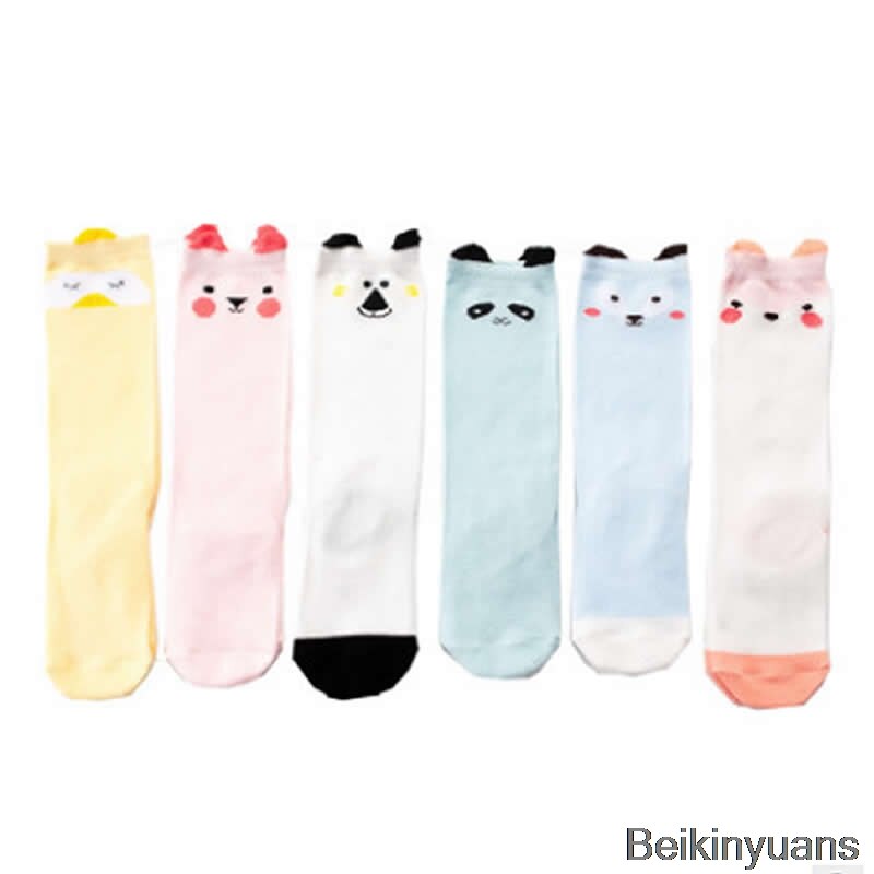#39 met dierenprint, katoenen babysokken, kniehoge sokken met cartoonprint, schattige kindersokken voor peuters en meisjes