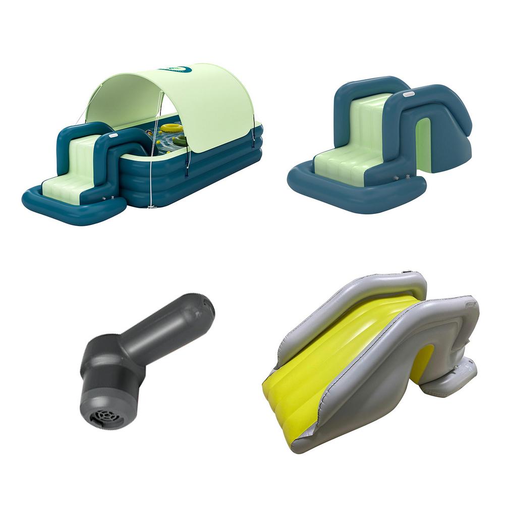 Automatyczny basen inflacyjny z markizą letni basen dla dzieci zjeżdżalnia wodna zagęszczony basen cień na aktywność na świeżym powietrzu