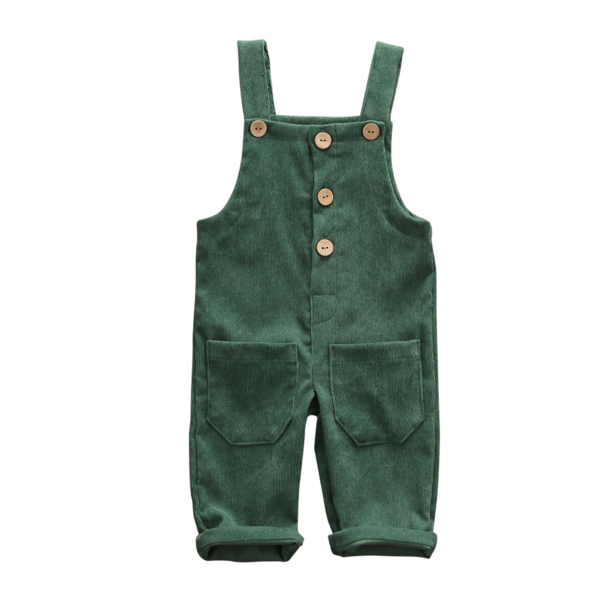 1-5 Years Kids Toddler Baby Boys Girls Overalls Winter Warm Pants Solid Color Corduroy Bib Pants: green / 12m