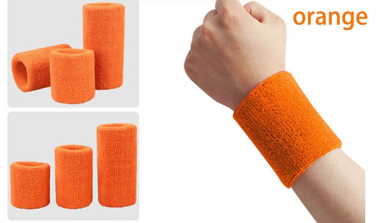 Muñequera deportiva de 8cm para hombre y mujer, 100% de muñeca de algodón para el sudor, Protector para tenis, baloncesto y bádminton: Orange