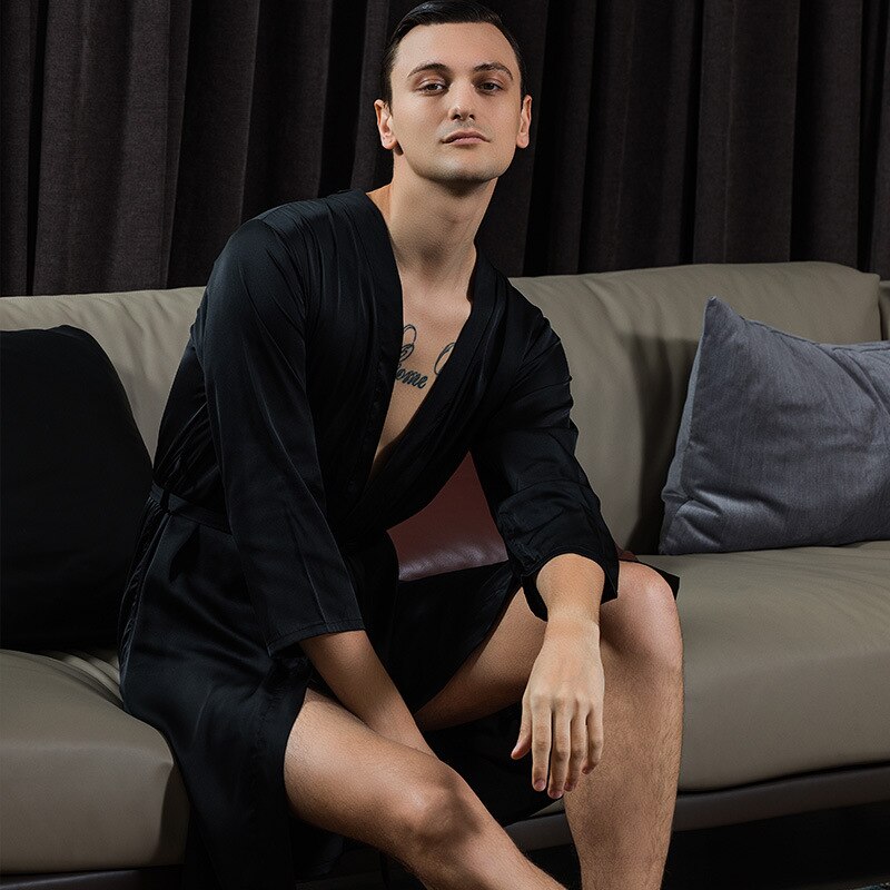 Casual homewear intieme lingerie satijn mannen bruidegom bruidsman trouwjurk 2022 zomer nachtkleding badjas jurk