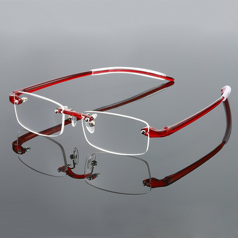 Frameless Blue Light Blocking Reading Glasses Men Women Rimless Hyperopia Eyeglasses Diopter +1.0 +1.5 +2.0 +2.5 +3.0: +150 / Red