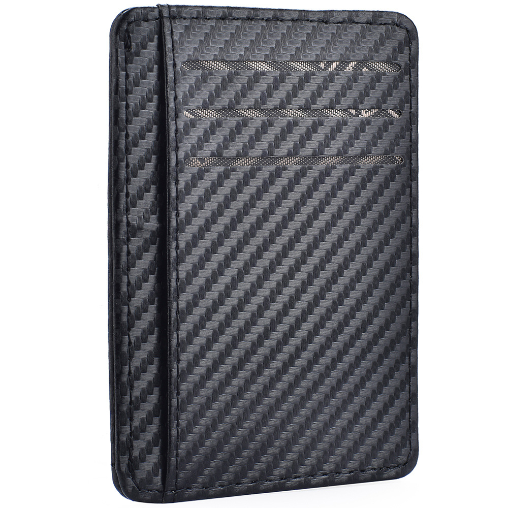 Carteiras masculinas finas e minimalistas com bolso frontal RFID com bloqueio de porta cartão de crédito carteiras de couro portáteis: Black & red