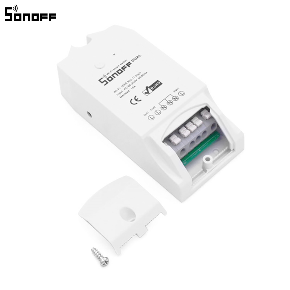 Sonoff-enchufe Dual 2CH Wifi, interruptor inteligente con Control remoto en casa, interruptor inalámbrico Universal con temporizador, controlador de hogar inteligente con Wifi