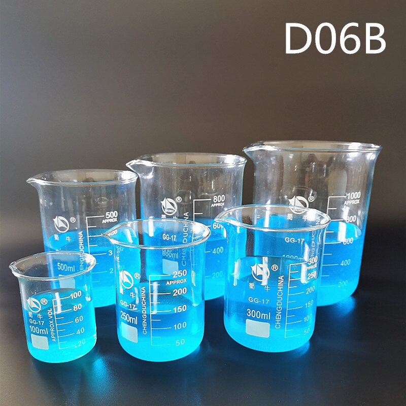 1Set Low Form Beaker Chemistry Laboratory Borosilicate Glass Transparent Beaker Flask Thickened With Spout