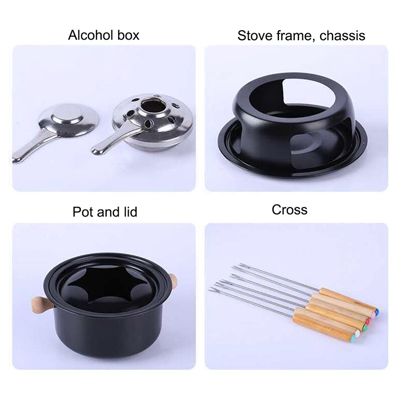 Chocolate Fondue Maker Set Multifunction Carbon Steel Ice Cream Chocolate Cheese Pot Melting Pot Fondue Set