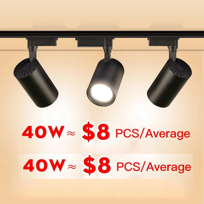 Luz de pista led 12w 20 30 40 cob luzes de pista trilho lâmpada de alumínio trilho luminária ponto luz para casa