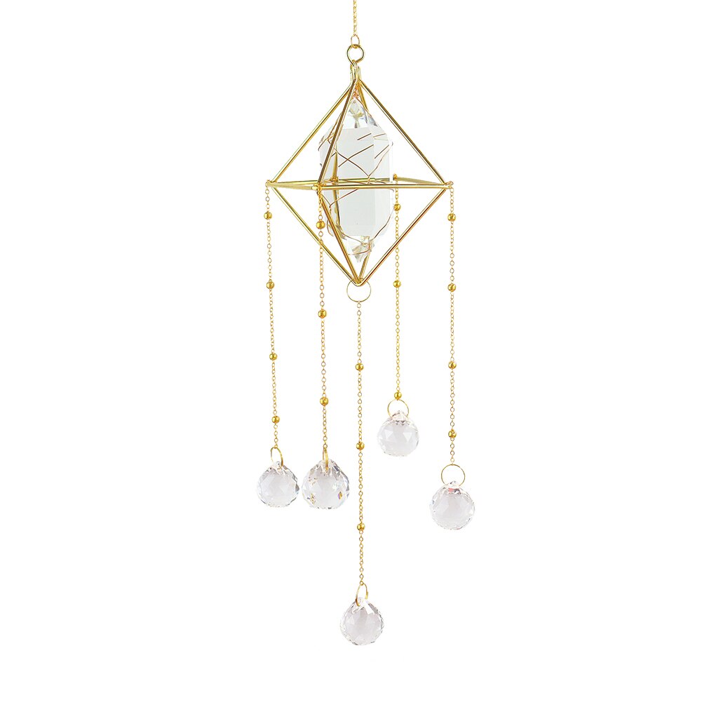 Crystal Wind Chime Prism Dream Catchers Windbell Hanging Ornament Home Room Garden Wall Window Door Decor Window Pendant: Transparent