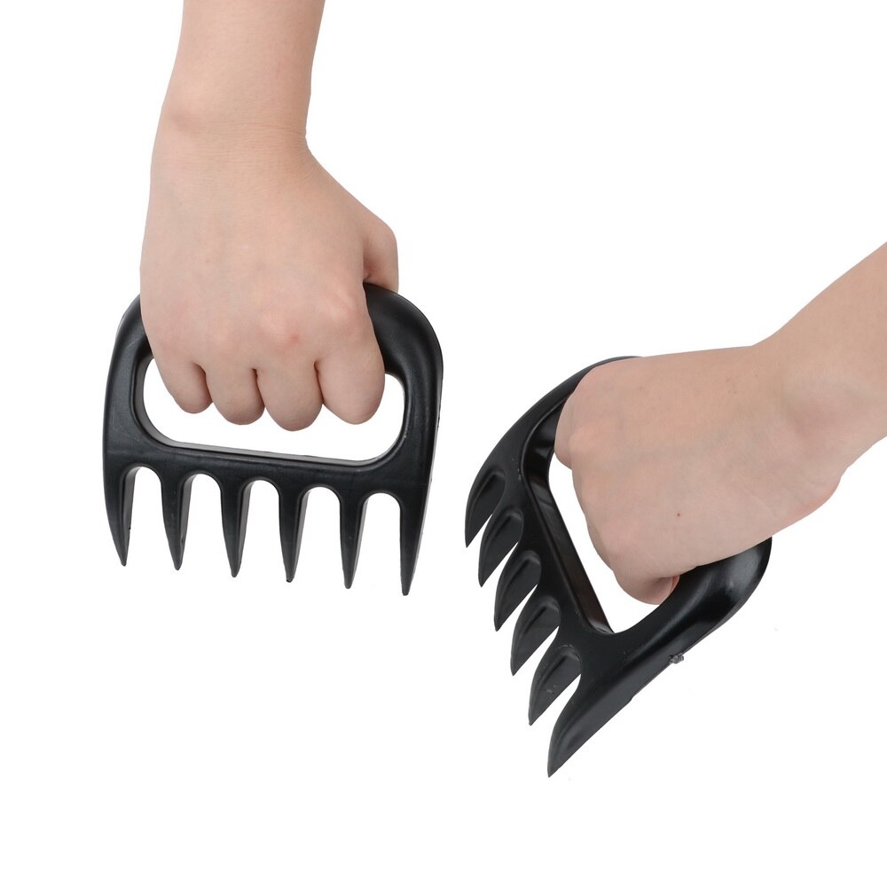 1 Pair Pull Meat Shred Pork Clamp Barbecue Tool Roasting Fork Tongs Barbecue Fork Black BBQ Set