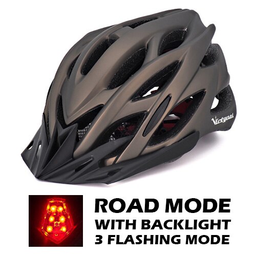 VICTGOAL Fahrrad Helm Licht Radfahren Helm Sonnenblende LED-hintergrundbeleuchtung Sicherheit MTB Berg Straße Fahrrad Helme Angeformten: Ti LED