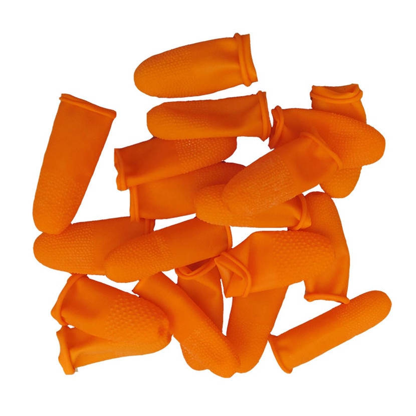 Gants pour doigt en Latex, 100 pièces, gant en caoutchouc antidérapant Orange, pour comptage, travail de comptage, couvertures d'ongles, couvertures de protections, vêtements antistatiques