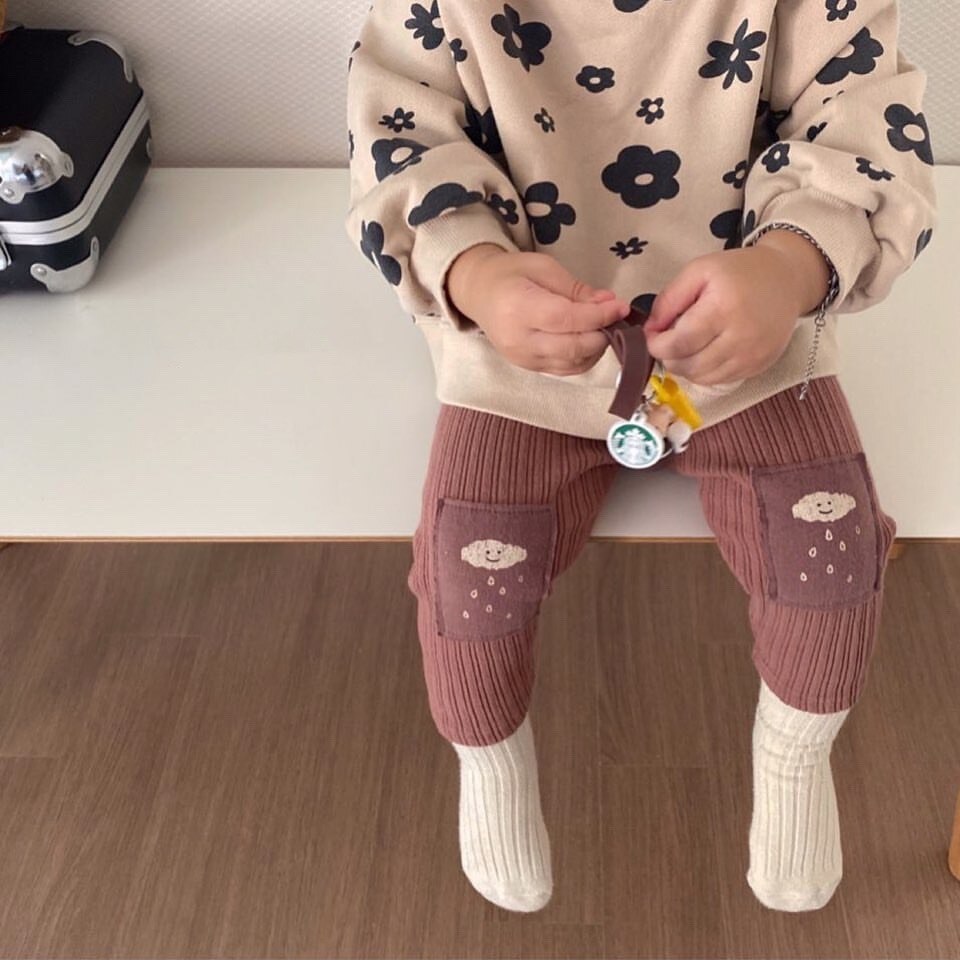 2020 novo outono do bebê meninas meninos leggings da criança roupas de inverno estilo coreano chuva remendo grosso crianças calças: Rosa / 3M