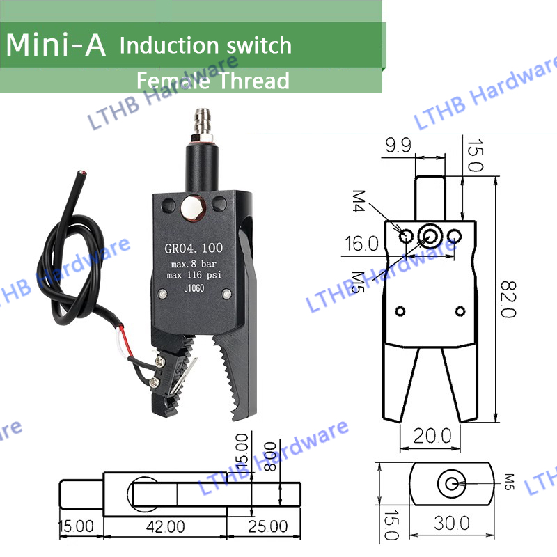 Pneumatische Grijper Manipulator Armatuur voor Spuitgieten Grijpen Met Sensor Schakelaar Water Uitloop Clip Robot Arm Arm Armatuur Cilinder: Gras groen