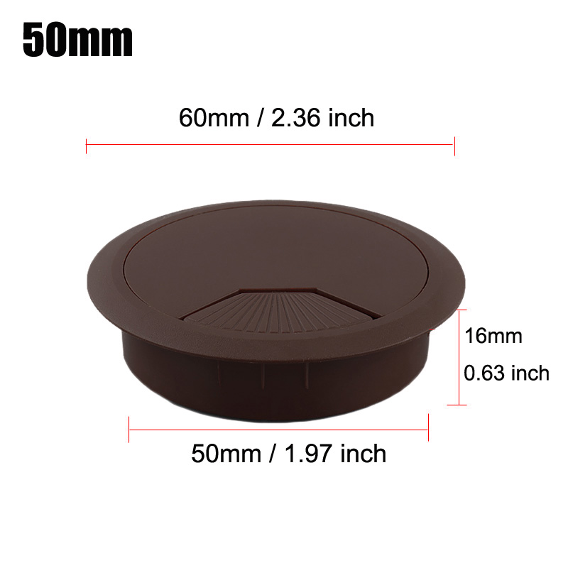 35/50/60/80mm PC Computer Desk ABS Plastic Grommet Table Cable Tidy Wire Hole Cover: Chocolate