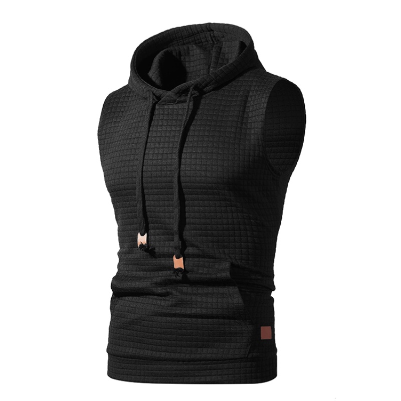 Mouwloze herenhoodies Mode Casual sweatshirt met rits en capuchon Heren bodybuilding tanktop sportief shirt vest vest gym: XXXL / Bruin