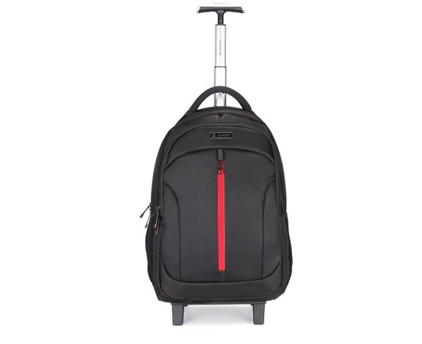 Wheeled backpack bag for men school trolley bags travel backpack with wheels Oxford women Travel Rolling Luggage trolley bags: black