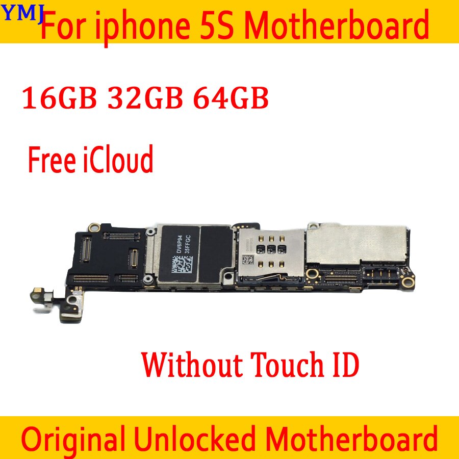 Placa base iCloud para iphone 5S, 16GB, 32GB, 64GB, desbloqueada, 100% Original, Placa base con/sin ID táctil