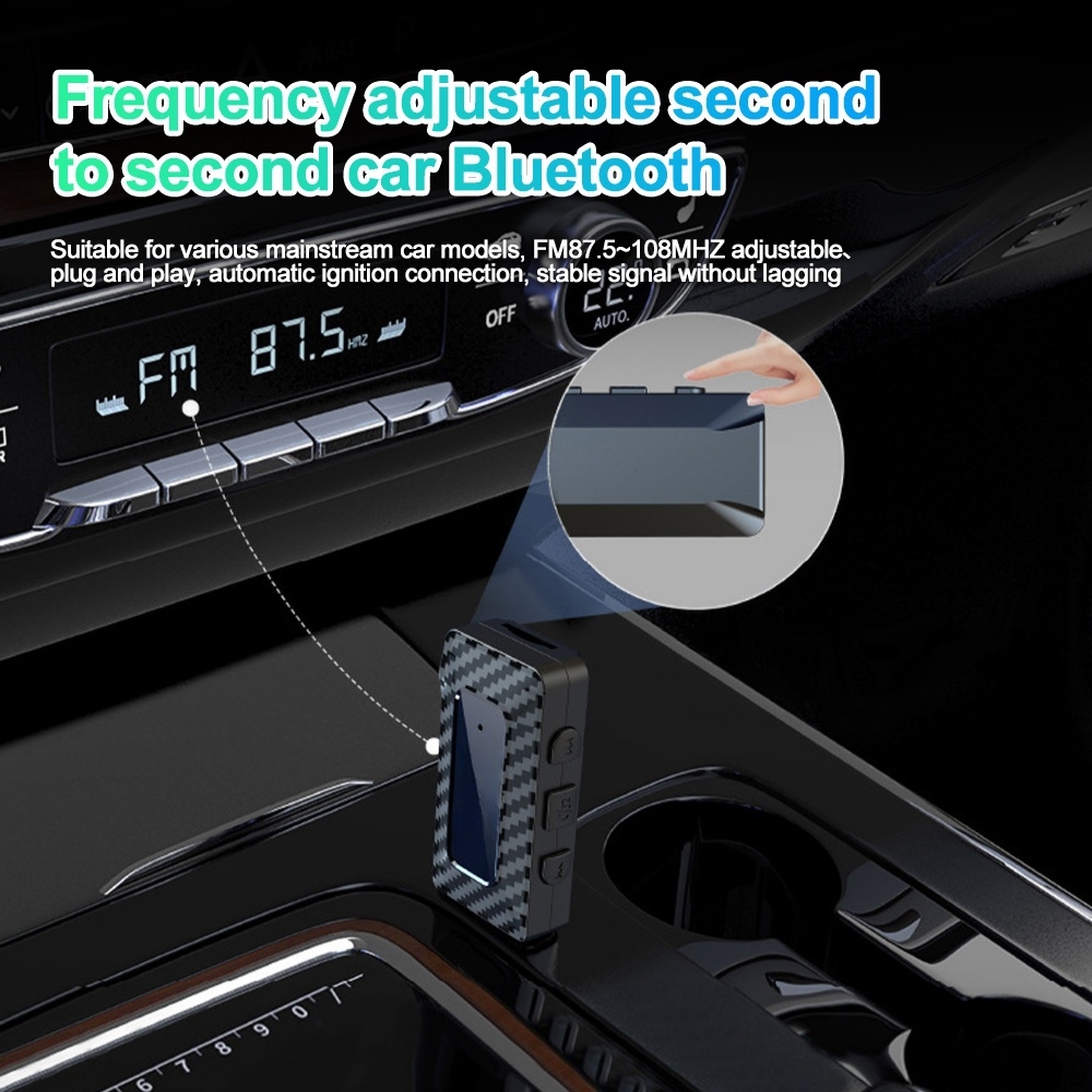 Bluetooth 5.3 Mini USB Auto FM-zender Ontvanger met microfoon Handsfree bellen Carkit Auto Draadloos HIFI Stereo Audio voor FM-radio