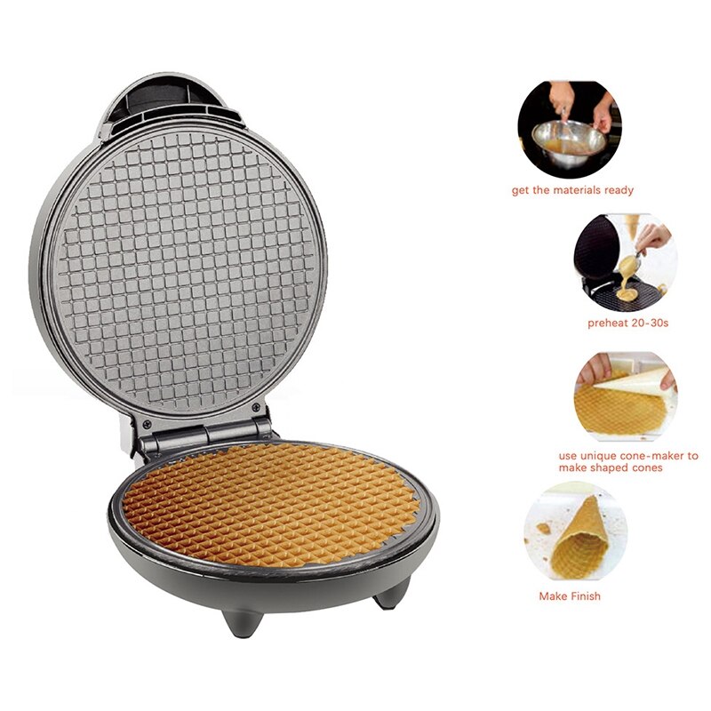 1200W Waffle Machine Iron Sandwich Machine Cake Oven Breakfast Egg Roll Machine 220V with UK Plug