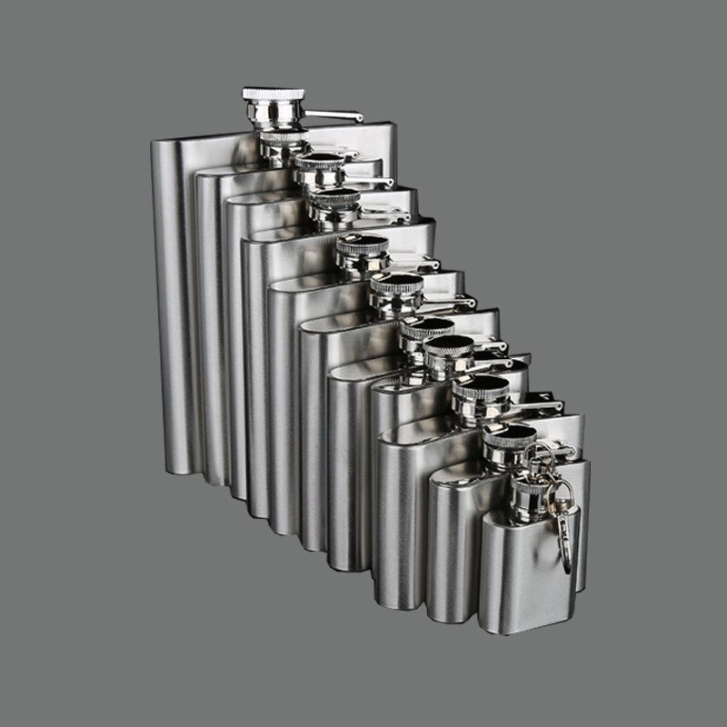 Portable Stainless Steel Hip Flask Alcohol Bottle Travel Whiskey Alcohol Liquor Bottle Flagon Male Small Mini Bottle