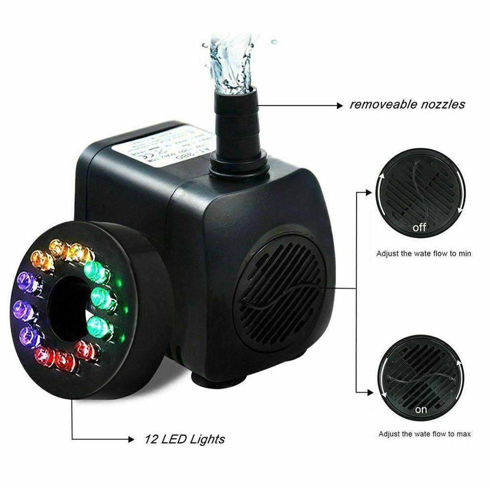 Dompelpomp Waterpomp 220V/16W 5ft Cord Waterpomp Met Led Licht Voor Aquarium Vijver Aquarium