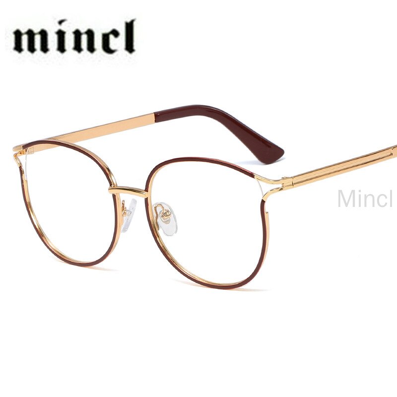Frame Glasses Without Diopters Transparent Lens Optical Myopia Cat Metal Eyeglass Spectacle Frames For Women Men FML: leoaprd
