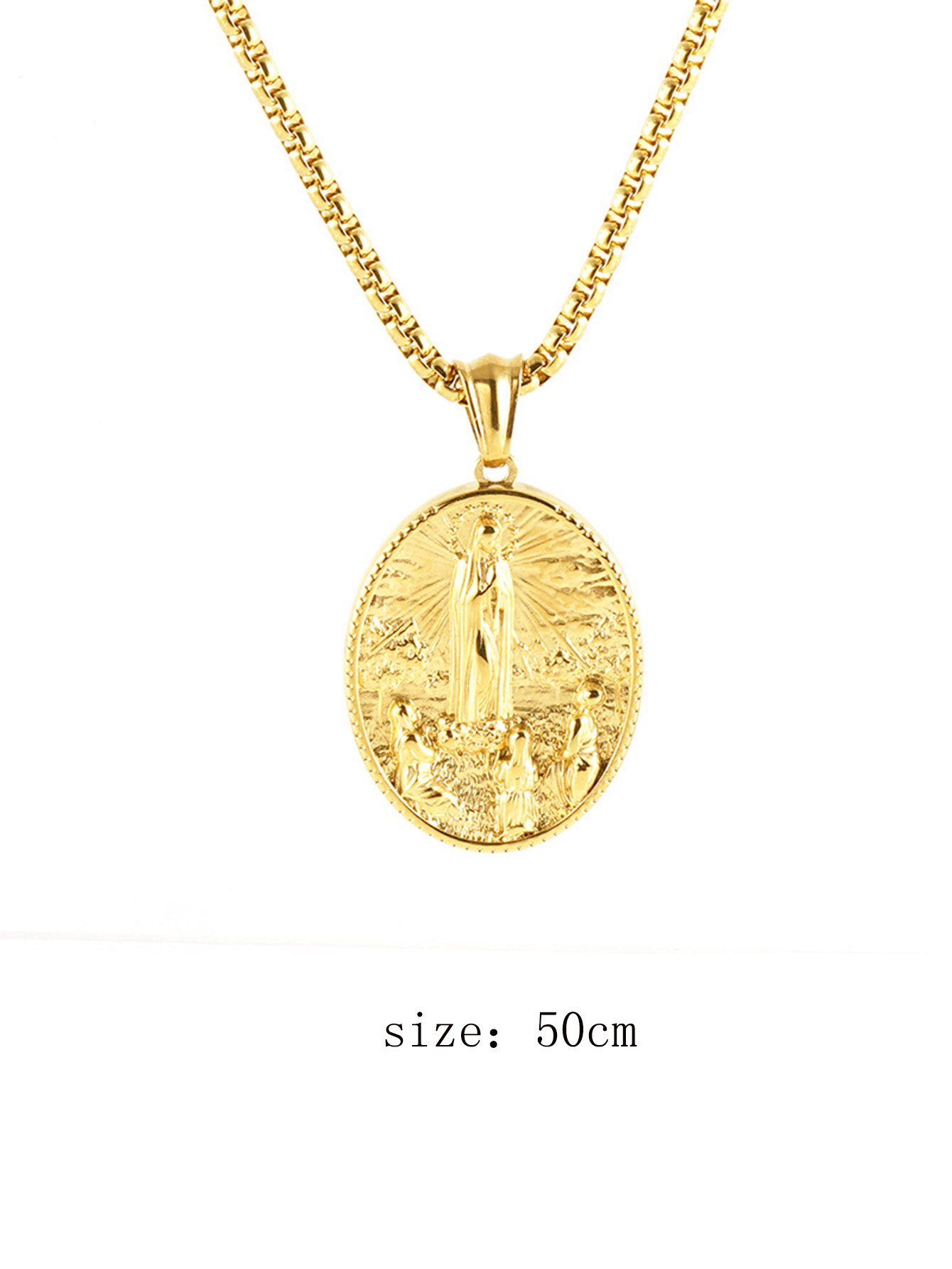 Modieuze Roestvrijstalen Ketting Voor Vrouwen Mannen Westerse Mythologie Mens Vorm Kruis Hanger Ketting: Licht Geel Goud Kleur