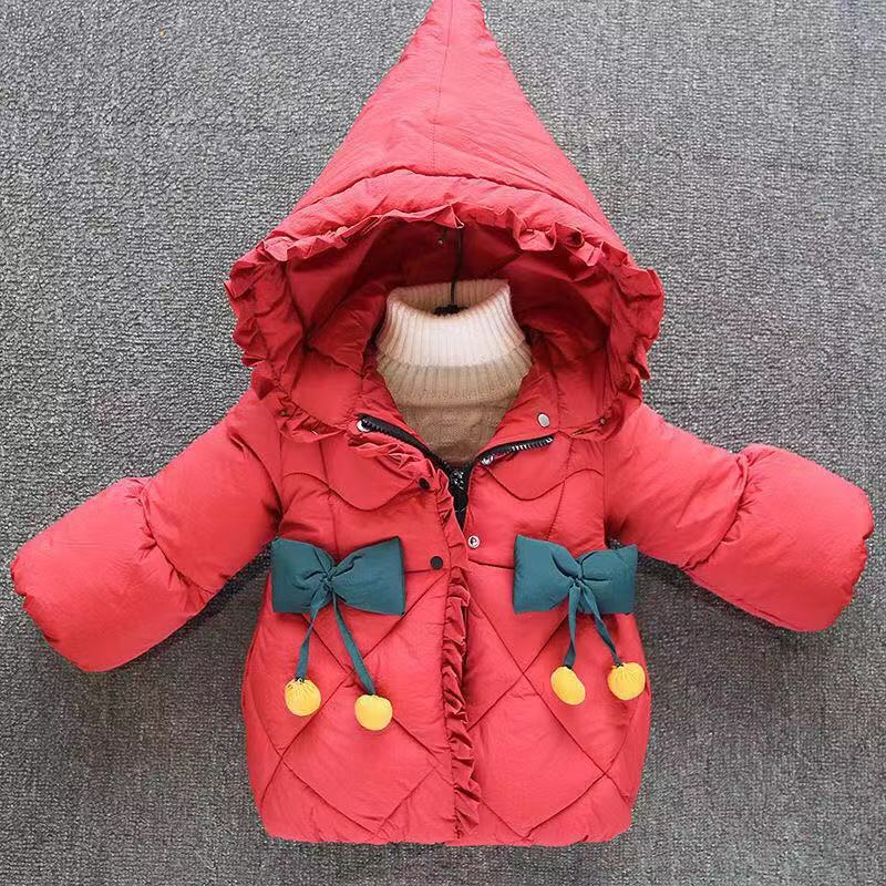 Casual Outerwear For Girl Infants Clothes Winter Autumn Baby Girls Princess Coat Jacket Cute Bowknot Warm Hoodie: R / 90