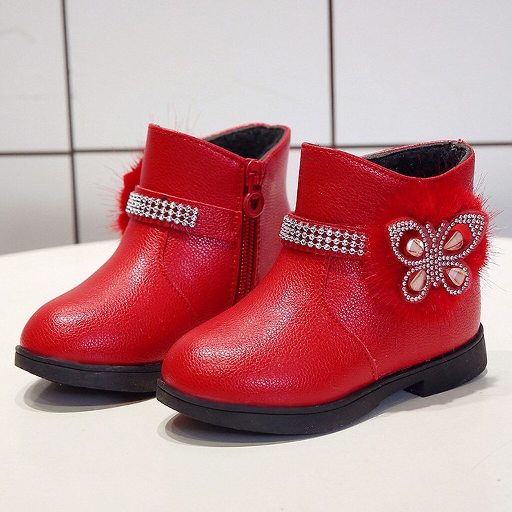 Botas Martin de cuero para niña, zapatos para niña, botas cálidas antideslizantes, botas de fondo suave a la , zapatillas de deporte para niño: RD / 30