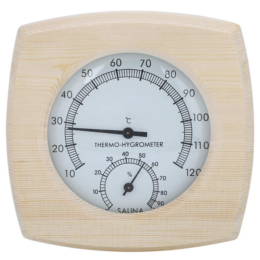 1Pc Hout Sauna Thermometer Thermo‑hygrometer Hygrometer Voor Badkamer Sauna Kamertemperatuur Meting Sauna Accessoires