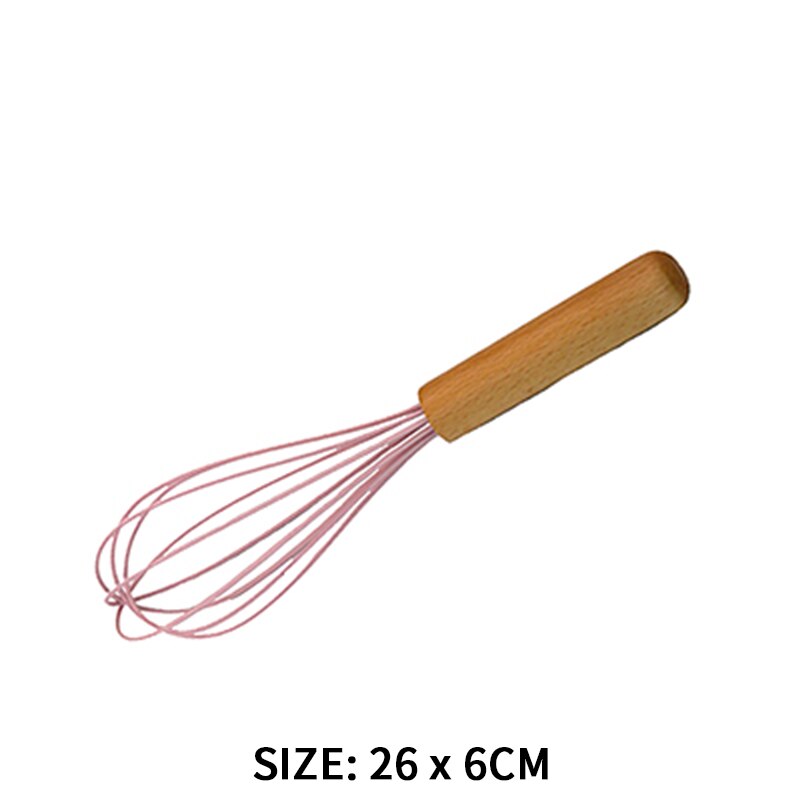 1pc pink køkken silikone køkkenredskaber premium træhåndtag køkkenredskaber sæt drejetang spatel suppe ske tilbehør: Lyserød 10