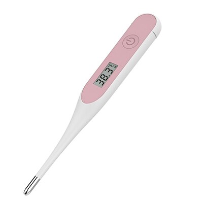 Farve lcd termometer elektronisk blødt hoved termometer underarm mund krop feber nøjagtighed temperatur termometer: Lyserød